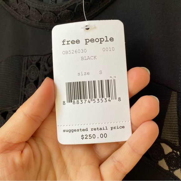 NWT Free People Sky Scraper Bodycon Crochet Mini Dress Size S Black Cocktail - Picture 8 of 15